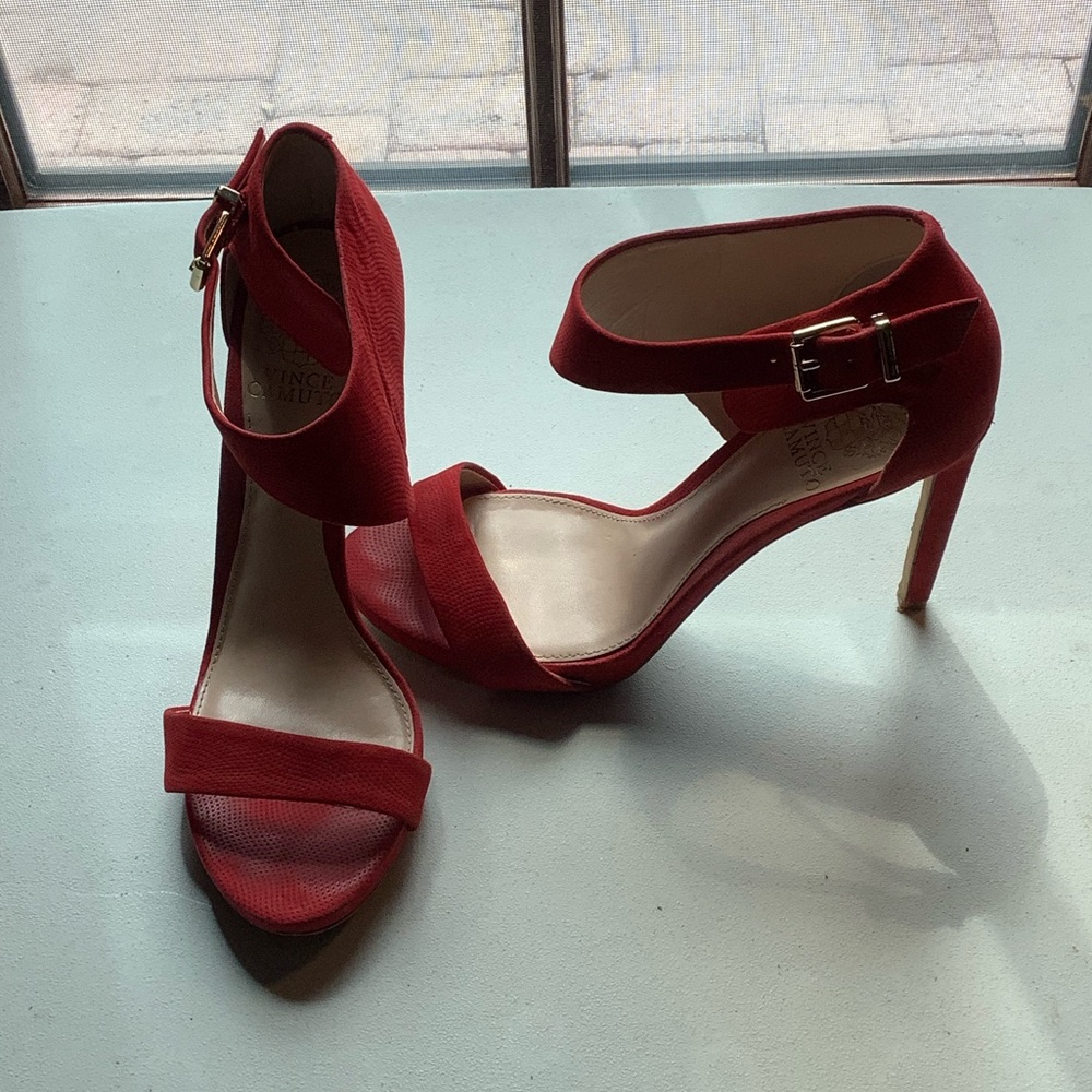 Vince Camuto Red Ankle Strap Heels